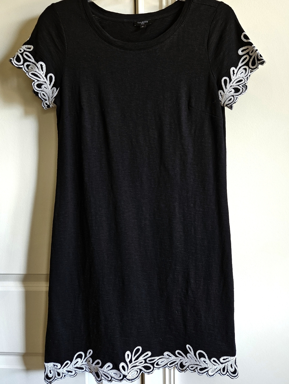 Talbots Petites Black White Trim Knit Dress